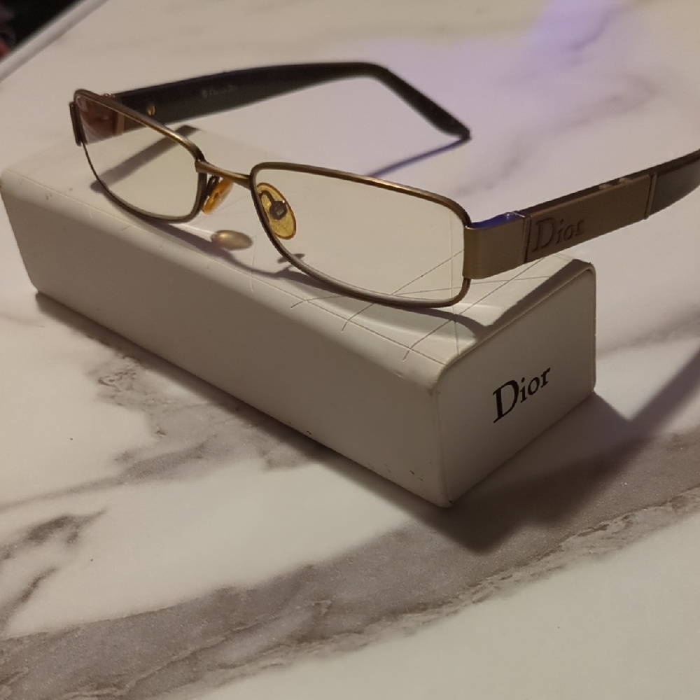 Dior Women's Gold Rectangular Glasses